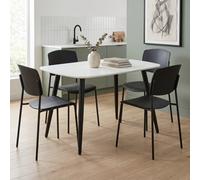 Core Products Aspen White 120Cm Rectangular Table And 4 Academy Black Moulded Plastic Chairs