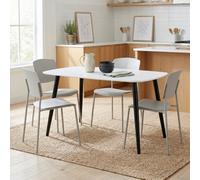 Core Products Aspen White 120Cm Rectangular Table And 4 Academy Light Grey Moulded Plastic Chairs