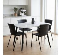 Core Products Aspen White 120Cm Rectangular Table And 4 Bali Black Moulded Plastic Chairs
