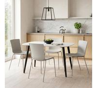 Core Products Aspen White 120Cm Rectangular Table And 4 Bali Light Grey Moulded Plastic Chairs