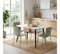 Core Products Aspen White 120Cm Rectangular Table And 4 Bali Sage Green Moulded Plastic Chairs