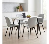 Core Products Aspen White 120Cm Rectangular Table And 4 Carnaby Light Grey Moulded Plastic Chairs