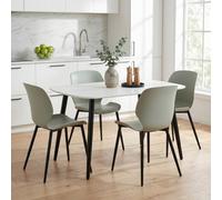 Core Products Aspen White 120Cm Rectangular Table And 4 Carnaby Sage Green Moulded Plastic Chairs