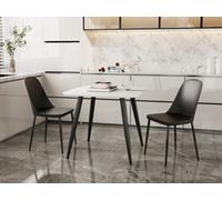 Core Products Aspen White Square Table & 2 Black Duo Chair Dining Set, White