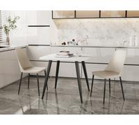 Core Products Aspen White 80cm Square Dining Table with 2 Plastic Duo Chairs - Set in Beige Core Products Beige