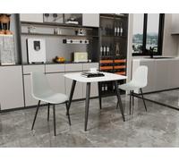 Core Products Aspen White 80cm Square Dining Table with 2 Plastic Curve Chairs - Set in Grey Core Products Grey
