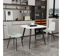 Core Products Aspen White Square Table & 2 Grey Curve Chair Dining Set, White
