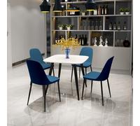 Core Products Aspen White 80cm Square Dining Table with 4 Plastic Duo Chairs - Set in Blue Core Products Blue