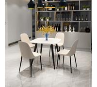 Core Products Aspen White 80cm Square Dining Table with 4 Plastic Duo Chairs - Set in Beige Core Products Beige