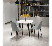 Core Products Aspen White Square Table & 4 Grey Duo Chair Dining Set, White