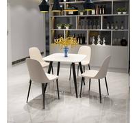 Core Products Aspen White Square Table & 4 Calico Duo Chair Dining Set, White