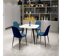 Core Products Aspen White 80cm Square Dining Table with 4 Plastic Duo Chairs - Set in Blue Core Products Blue