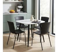Core Products Aspen White 80Cm Square Table And 4 Bali Black Moulded Plastic Chairs