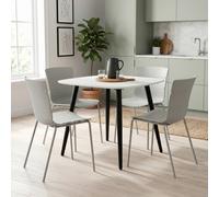 Core Products Aspen White 80Cm Square Table And 4 Bali Light Grey Moulded Plastic Chairs