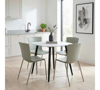 Core Products Aspen White 80Cm Square Table And 4 Bali Sage Green Moulded Plastic Chairs