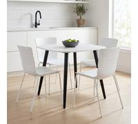 Core Products Aspen White 80Cm Square Table And 4 Bali White Moulded Plastic Chairs