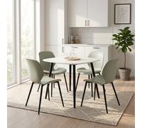 Core Products Aspen White 80Cm Square Table And 4 Carnaby Sage Green Moulded Plastic Chairs