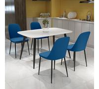 Core Products Aspen White Rect Table & 4 Blue Duo Chair Dining Set, White