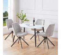 Core Products Aspen White Rectangular Table with 4 Swivel Fabric Chairs - Dining Set in Light Grey Core Products Light Grey