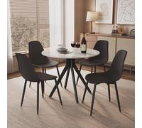 Core Products Aspen White Sintered Stone Round Table with 4 Curve Chairs - Set in Black Core Products Black