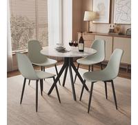 Core Products Aspen White Sintered Stone Round Table with 4 Curve Chairs - Set in Grey Core Products Grey