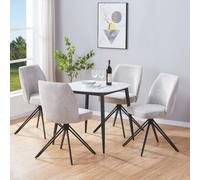 Core Products Aspen White Sintered Stone Square Table with 4 Swivel Chairs - Set in Grey Core Products Grey
