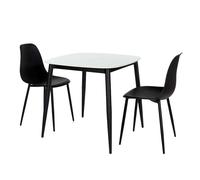 Core Products Aspen White Sintered Stone Table with 2 Curve Plastic Chairs - Set in Black Core Products Black