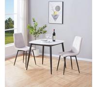 Core Products Aspen White Sintered Stone Table with 2 Straight Stitch Chairs Set Core Products White