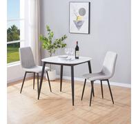 Core Products Aspen White Sintered Stone Table with 2 Straight Stitch Chairs Set in Light Grey Core Products Light Grey