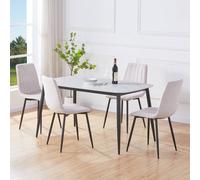 Core Products Aspen White Sintered Stone Table with 4 Straight Stitch Chairs - Set Core Products Multicolor