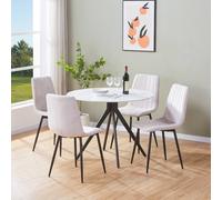 Core Products Aspen White Sintered Stone Table with 4 Straight Stitch Chairs Set Core Products Multicolor