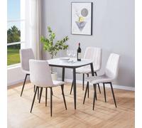 Core Products Aspen White Sintered Stone Table with 4 Straight Stitch Chairs - Set Core Products White