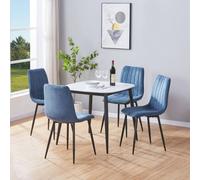 Core Products Aspen White Sintered Stone Table with 4 Straight Stitch Chairs - Set in Blue Core Products Blue