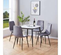 Core Products Aspen White Sintered Stone Table with 4 Straight Stitch Chairs - Set in Grey Core Products Grey