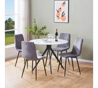 Core Products Aspen White Sintered Stone Table with 4 Straight Stitch Chairs Set in Grey Core Products Grey