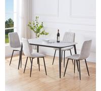 Core Products Aspen White Sintered Stone Table with 4 Straight Stitch Chairs - Set in Light Grey Core Products Light Grey