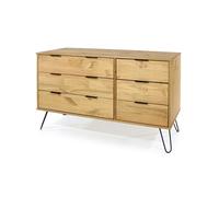Core Augusta Antique Waxed Pine 3+3 Wide Chest of Drawers