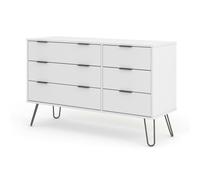 Core Products Augusta 3+3 Drawer Wide Chest Of Drawers White, White