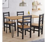 Core Products Augusta Antique Waxed Pine 150Cm Wide Dining Table With 4 Black Pine Chairs