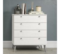 Augusta Curve Four-Drawer Chest - White, white