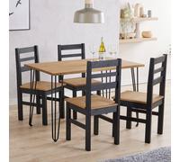 Core Products Augusta Dining Set - 118cm Pine Dining Table with 4 Black-Pine Chairs in Black Core Products Black