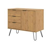 Core Products Augusta Small Sideboard With 1 Door 3 Drawers Antique Waxed Pine, Brown