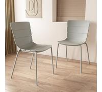 Core Products Bali Pair Of Light Grey Kitchen Chairs - Ribbed Plastic Seat With Metal Legs 81 X 47 X 50Cm