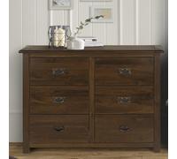 Boston 3 Drawer Wide Chest of Drawers, Dark Brown