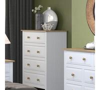 Core Products Capri 4 Drawer White Chest Of Drawers, H104.3Cm X W83.5Cm X D43.5Cm