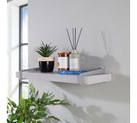 Core Products Chunky Grey Oak Effect Wall Shelf - Slide-On Brackets, Sturdy Storage, W60Cm X L19.5Cm X H3.8Cm