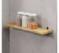 Core Products Chunky Pine Shelf Kit 60Cm - Wavy Live Edge Wall Display, Metal L Brackets, Antique Wax Finish