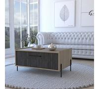 Core Products Harvard Single Door Washed Oak and Carbon Grey Coffee Table - Brown - Wilko