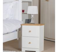 Core Colorado White & Oak 2 Drawer Petite Bedside Cabinet
