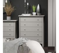 Core Products Como Grey Grey 5 Drawer Chest Grey, Grey